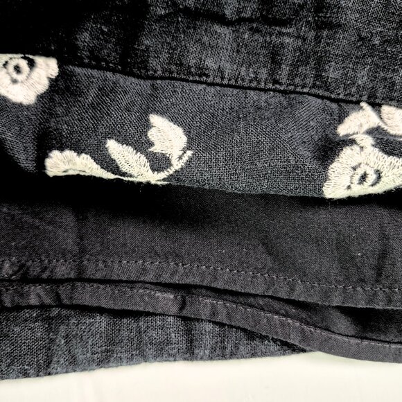 Abercrombie & Fitch Womens Shorts Med Black White Embroidery Floral Boho Linen - Picture 7 of 12